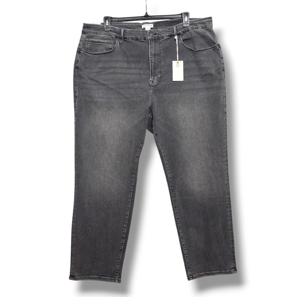 Good American Calik Always Fits Slim Straight Jeans Womens Plus 28-32 Black Wash
